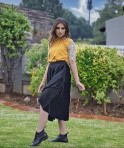 Satin silk mustard tunic with gold details