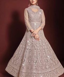 Light peach embroidered anarkali
