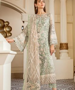 Mint green chiffon embroidered long punjabi RB03